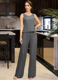 Adison Jumpsuit/Pantsuit Separates Scoop Floor-Length Chiffon Mother of the Bride Dress UKP0021940