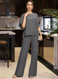 Adison Jumpsuit/Pantsuit Separates Scoop Floor-Length Chiffon Mother of the Bride Dress UKP0021940