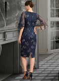 Louisa Sheath/Column V-Neck Knee-Length Lace Mother of the Bride Dress With Sequins UKP0021957