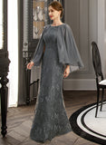 Abigail Sheath/Column Scoop Floor-Length Chiffon Lace Mother of the Bride Dress With Beading Sequins UKP0021962