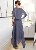 Bella A-line V-Neck Floor-Length Chiffon Lace Mother of the Bride Dress With Sequins UKP0021963