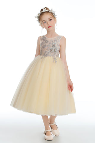 Daffodil Sleeveless V Back Tulle Flower Girl Dresses