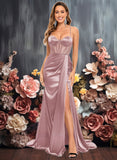 Nellie Trumpet/Mermaid Sweetheart Sweep Train Stretch Satin Prom Dresses JLP0025836