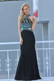 Prom Dresses Scoop Spandex With Beading Mermaid Sweep Train