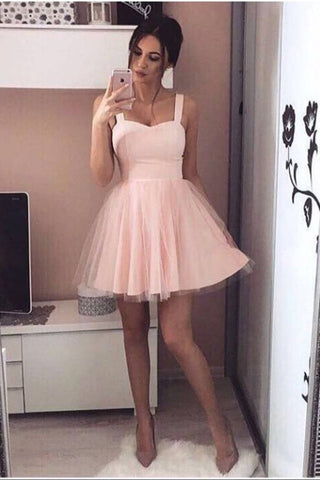 Straps A Line Homecoming Dresses Tulle Short/Mini