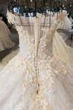 Champagne Wedding Gown Off The Shoulder Satin And Lace Royal Train