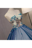 Ball Gown V Neck Sleeveless Appliqued Tulle Prom Dress Hot Quinceanera SJSP46YC47P