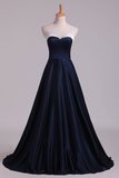 Bicolor Prom Dresses Sweetheart A Line Satin Court Train