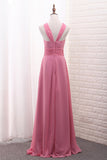 Chiffon Bridesmaid Dresses Scoop A Line Floor Length With Ruffles And Slit