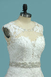 New Arrival A Line Sweetheart Tulle Wedding Dresses With Applique And Beads