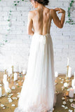 White V neck Cheap Chiffon Long Prom Dress Wedding Dress JS385