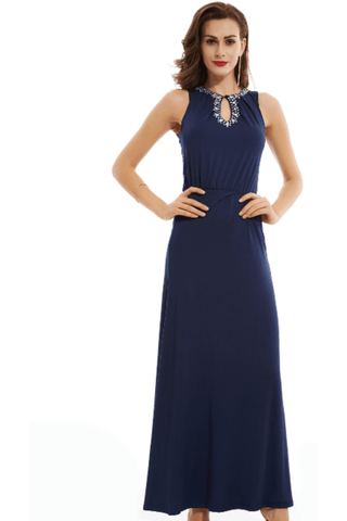 A Line Scoop With Beading Slik Evening Dresses Floor Length