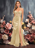 Nellie Trumpet/Mermaid Sweetheart Sweep Train Stretch Satin Prom Dresses JLP0025836