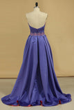 Bicolor Sweetheart With Beads Prom Dresses Satin Asymmetrical