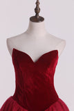 New Arrival Sweetheart A Line Velvet & Organza Zipper Up Prom Dresses