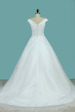 A Line Pleated Bodice Off The Shoulder Wedding Dress Organza