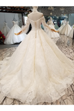 Count Train Princess Wedding Dresses Sweetheart Long Sleeves Ball Gown Wedding SJSPJ37M9KE