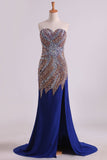 New Arrival Chiffon Prom Dresses Sheath/Column With Beading Court Train