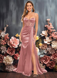 Nellie Trumpet/Mermaid Sweetheart Sweep Train Stretch Satin Prom Dresses JLP0025836