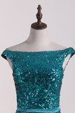 New Arrival Mermaid Bateau Sequins Sweep Train Prom Dresses