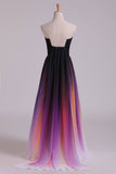 Prom Dresses A Line Sweetheart Sweep/Brush Chiffon Multi Color Ship Today