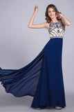 Prom Dresses Scoop A Line Full Length Beaded Tulle Bodice With Chiffon Skirt Ready To Ship