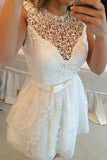 A-line Hot-selling Mini Lace Hollow Homecoming Dresses JS469