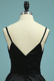 Evening Dresses A Line Spaghetti Straps Satin Sweep Train