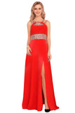 New Arrival Scoop Prom Dresses A Line Chiffon With Beads And Ruffles