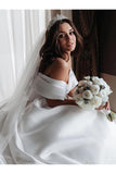 Ball Gown Off The Shoulder Satin White Sweetheart Wedding Dresses Wedding SJSP46AJRNZ