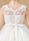 Ruffles Sleeveless Organza Applique Tulle Flower Girl Dresses With Rhinestone Sash