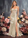 Nellie Trumpet/Mermaid Sweetheart Sweep Train Stretch Satin Prom Dresses JLP0025836