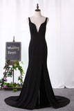 Mermaid Evening Dresses Spaghetti Straps Open Back Spandex With Slit