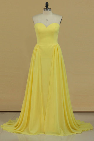 New Arrival Chiffon Bridesmaid Dresses Sweetheart Sweep Train A Line