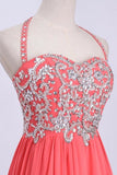 Prom Dresses Empire Waist Halter Floor Length Chiffon