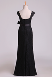 Black Off The Shoulder Bridesmaid Dresses Sheath Floor Length Lace