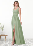 Talia A-Line Lace Chiffon Floor-Length Dress SJSP0019744