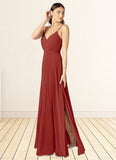 Paisley A-Line Pleated Chiffon Floor-Length Dress SJSP0019695