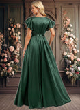 Mareli A-line Scoop Floor-Length Stretch Satin Bridesmaid Dress With Ruffle JLP0025770