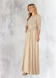 Crystal A-Line Lace Chiffon Floor-Length Dress SJSP0019853