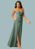 Maren A-Line Pleated Chiffon Floor-Length Dress SJSP0019680