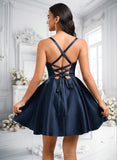 Britney A-line Sweetheart Short Satin Homecoming Dress With Pleated JLP0025673