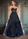 Reina Ball-Gown/Princess V-Neck Floor-Length Tulle Prom Dresses JLP0025863