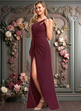 Rylie A-line One Shoulder Floor-Length Chiffon Bridesmaid Dress JLP0025756