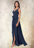 Nyla A-Line Pleated Chiffon Floor-Length Dress SJSP0019636