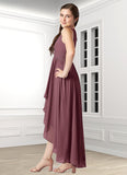 Vivienne A-Line Pleated Chiffon Asymmetrical Junior Bridesmaid Dress SJSP0019990