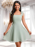 Vera A-line Square Short Chiffon Homecoming Dress With Bow JLP0025655