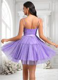 Desirae Ball-Gown/Princess Straight Short Tulle Homecoming Dress With Bow JLP0025717