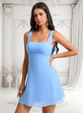 Beatrice A-line Square Mini Chiffon Homecoming Dress With Bow JLP0025661