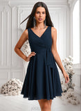 Natalee A-line V-Neck Short Chiffon Homecoming Dress With Pleated JLP0025644